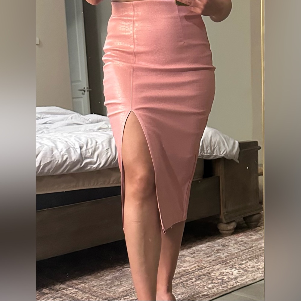 Pink Midi Skirt with Slit